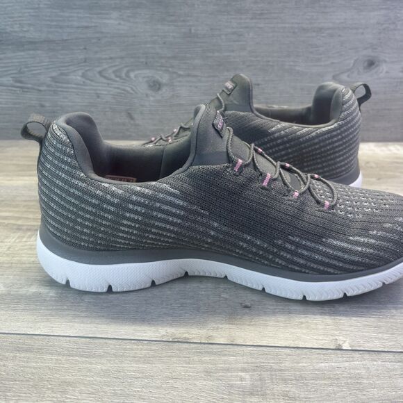 Skechers Summits Cool Dash Gray Light Pink Slip On Bungee Lace Shoes Womens Sz 9 - Picture 7 of 12